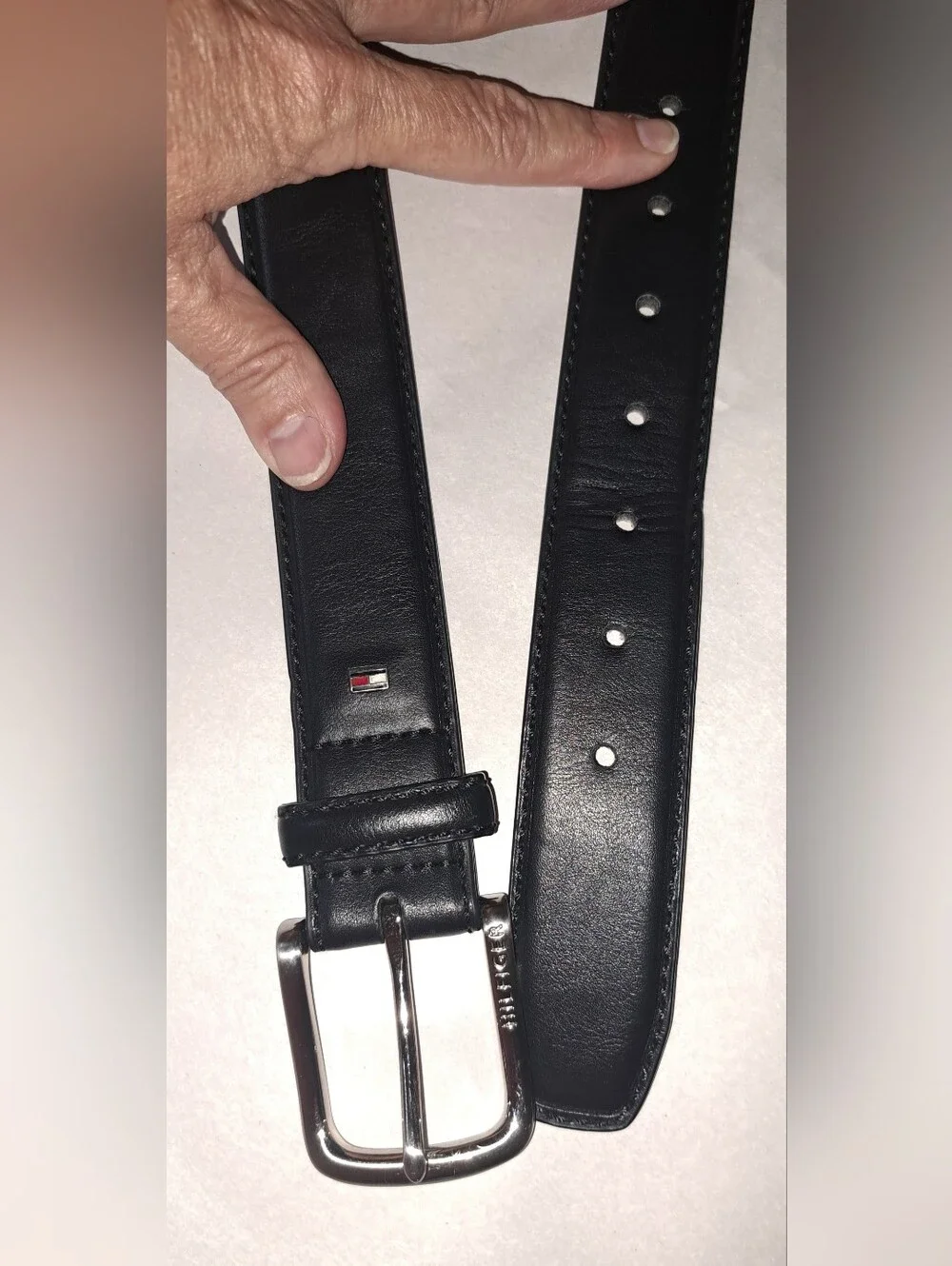 Mens Tommy Hilfiger Leather Belt Coated Handcrafted Black Sz 30 Work Office